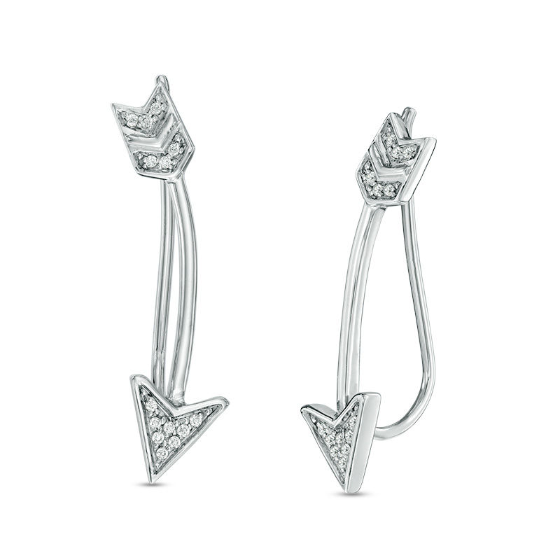 Diamond Accent Arrow Crawler Earrings in Sterling Silver