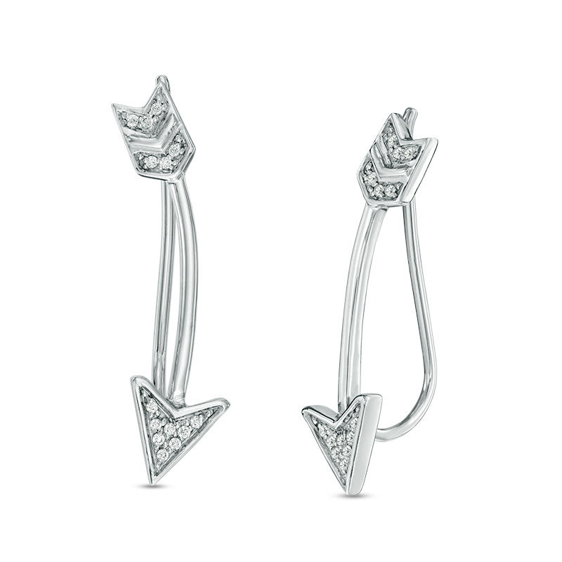 Diamond Accent Arrow Crawler Earrings in Sterling Silver|Peoples Jewellers