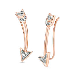 Diamond Accent Arrow Crawler Earrings in Sterling Silver with 14K Rose Gold Plate