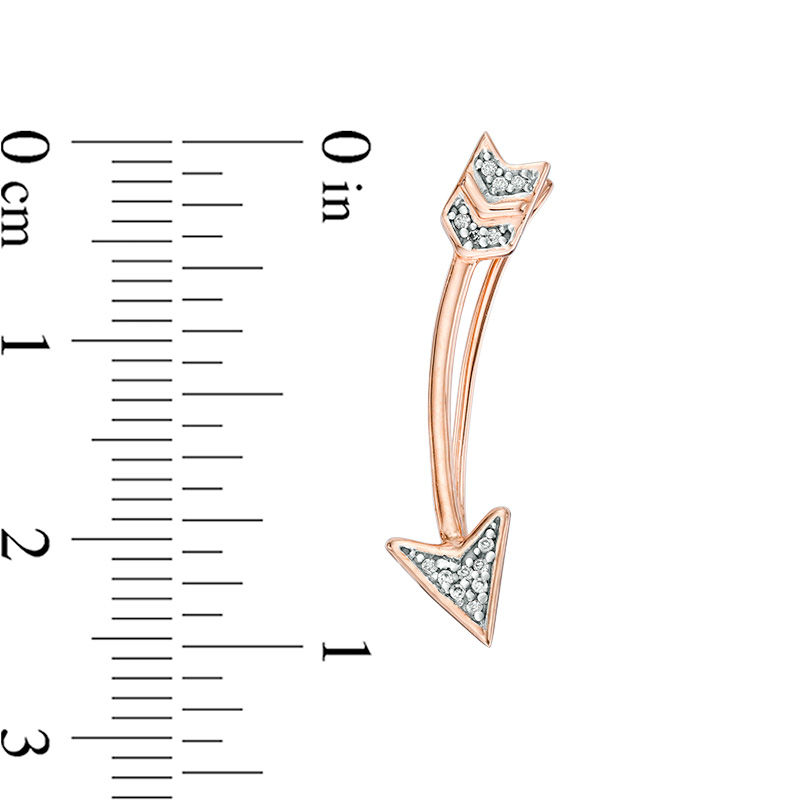 Main Image 2 of Diamond Accent Arrow Crawler Earrings in Sterling Silver with 14K Rose Gold Plate