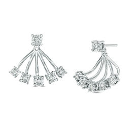 0.15 CT. T.W. Diamond Fan Front/Back Earrings in Sterling Silver