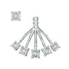 Thumbnail Image 2 of 0.15 CT. T.W. Diamond Fan Front/Back Earrings in Sterling Silver
