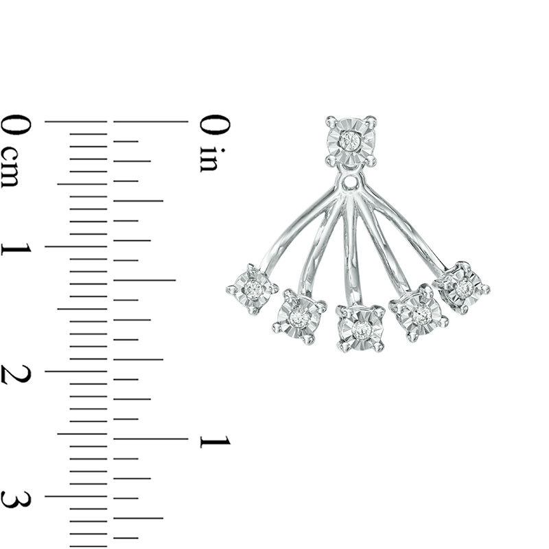 Main Image 3 of 0.15 CT. T.W. Diamond Fan Front/Back Earrings in Sterling Silver