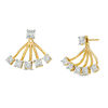 Thumbnail Image 1 of 0.15 CT. T.W. Diamond Fan Front/Back Earrings in Sterling Silver with 14K Gold Plate