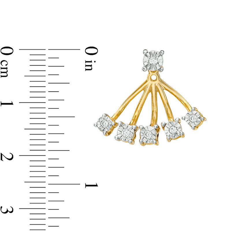Main Image 3 of 0.15 CT. T.W. Diamond Fan Front/Back Earrings in Sterling Silver with 14K Gold Plate
