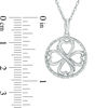 Thumbnail Image 1 of 0.09 CT. T.W. Diamond Heart-Shaped Four Leaf Clover Circle Pendant in Sterling Silver