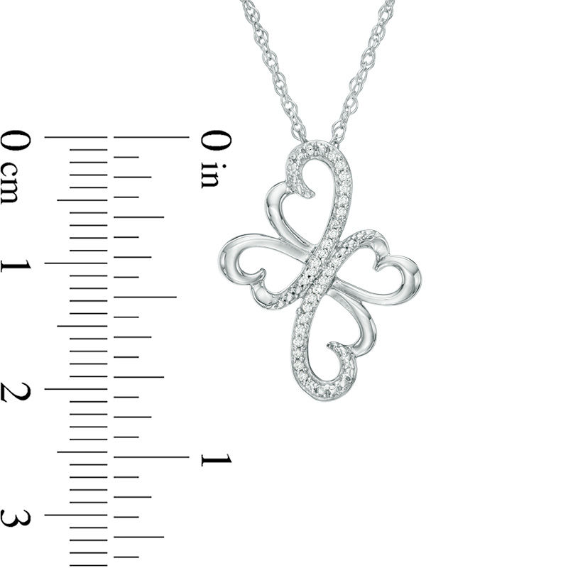 0.07 CT. T.W. Diamond Heart Cross Pendant in Sterling Silver