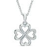 Thumbnail Image 1 of Diamond Accent Heart-Shaped Four Leaf Clover Pendant in Sterling Silver