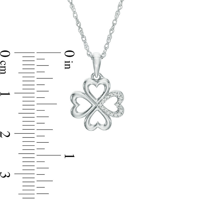 Main Image 2 of Diamond Accent Heart-Shaped Four Leaf Clover Pendant in Sterling Silver