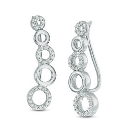 0.18 CT. T.W. Diamond Alternating Circle Crawler Earrings in Sterling Silver