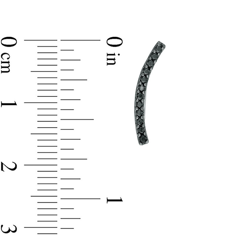 Main Image 2 of 0.15 CT. T.W. Black Diamond Curved Bar Crawler Earrings in Sterling Silver