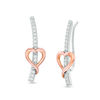 Thumbnail Image 0 of 0.18 CT. T.W. Diamond Heart Crawler Earrings in Sterling Silver and 10K Rose Gold