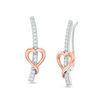 0.18 CT. T.W. Diamond Heart Crawler Earrings in Sterling Silver and 10K Rose Gold