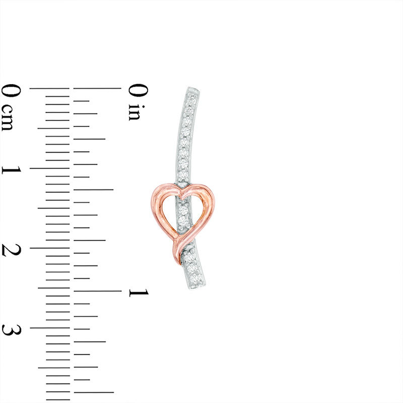 0.18 CT. T.W. Diamond Heart Crawler Earrings in Sterling Silver and 10K Rose Gold