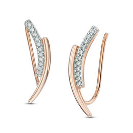 0.11 CT. T.W. Diamond Curved Crawler Earrings in 10K Rose Gold