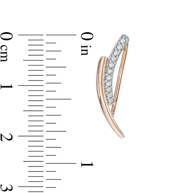 Main Image 2 of 0.11 CT. T.W. Diamond Curved Crawler Earrings in 10K Rose Gold