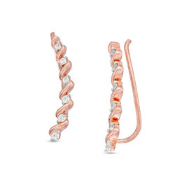 0.11 CT. T.W. Diamond Twist Crawler Earrings in 10K Rose Gold