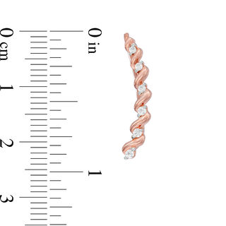 0.11 CT. T.W. Diamond Twist Crawler Earrings in 10K Rose Gold