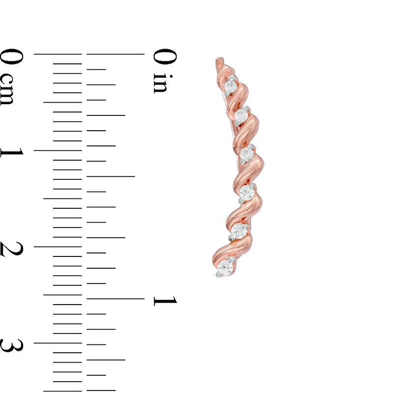 Main Image 2 of 0.11 CT. T.W. Diamond Twist Crawler Earrings in 10K Rose Gold
