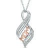 Thumbnail Image 0 of 0.07 CT. T.W. Diamond "MOM" Flame Pendant in Sterling Silver and 10K Rose Gold