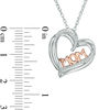 Thumbnail Image 1 of 0.07 CT. T.W, Diamond "MOM" Heart Pendant in Sterling Silver and 10K Rose Gold