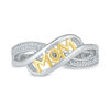 Diamond Accent "MOM" Crossover Ring in Sterling Silver and 10K Gold