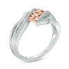 Thumbnail Image 1 of 0.09 CT. T.W. Diamond "MOM" Bypass Ring in Sterling Silver and 10K Rose Gold