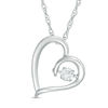 Thumbnail Image 0 of Unstoppable Love™ Lab-Created White Sapphire Tilted Heart Pendant in Sterling Silver