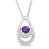 Thumbnail Image 0 of Unstoppable Love™ 4.8mm Amethyst and Diamond Accent Layered Teardrop Pendant in Sterling Silver