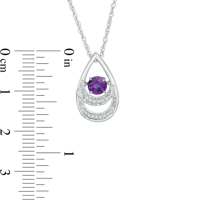 Unstoppable Love™ 4.8mm Amethyst and Diamond Accent Layered Teardrop Pendant in Sterling Silver