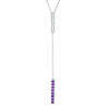 Thumbnail Image 0 of Amethyst and Lab-Created White Sapphire Double Bar Lariat-Style Necklace in Sterling Silver