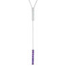 Thumbnail Image 1 of Amethyst and Lab-Created White Sapphire Double Bar Lariat-Style Necklace in Sterling Silver