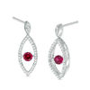 Thumbnail Image 0 of Unstoppable Love™ Lab-Created Ruby and 0.18 CT. T.W. Diamond Marquise Drop Earrings in Sterling Silver