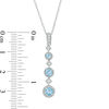 Thumbnail Image 1 of Blue Topaz and Diamond Accent Graduating Three Stone Vintage-Style Pendant in 10K White Gold