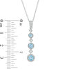Thumbnail Image 2 of Blue Topaz and Diamond Accent Graduating Three Stone Vintage-Style Pendant in 10K White Gold