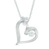 Thumbnail Image 0 of Unstoppable Love™ Lab-Created White Sapphire and Beaded Double Heart Pendant in Sterling Silver