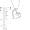 Thumbnail Image 1 of Unstoppable Love™ Lab-Created White Sapphire and Beaded Double Heart Pendant in Sterling Silver
