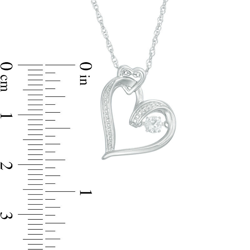 Unstoppable Love™ Lab-Created White Sapphire and Beaded Double Heart Pendant in Sterling Silver