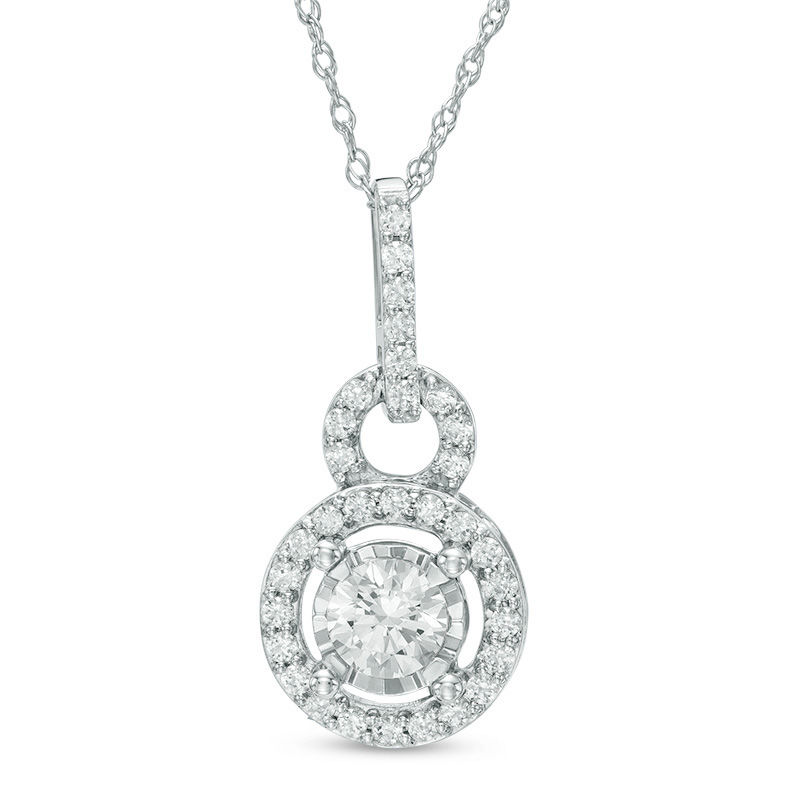 0.50 CT. T.W. Diamond Doorknocker Drop Pendant in 10K White Gold