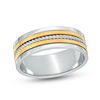 Thumbnail Image 0 of Men's 8.0mm Comfort Fit Rope Wedding Band in 14K Two-Tone Gold - Size 10