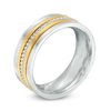 Thumbnail Image 1 of Men's 8.0mm Comfort Fit Rope Wedding Band in 14K Two-Tone Gold - Size 10