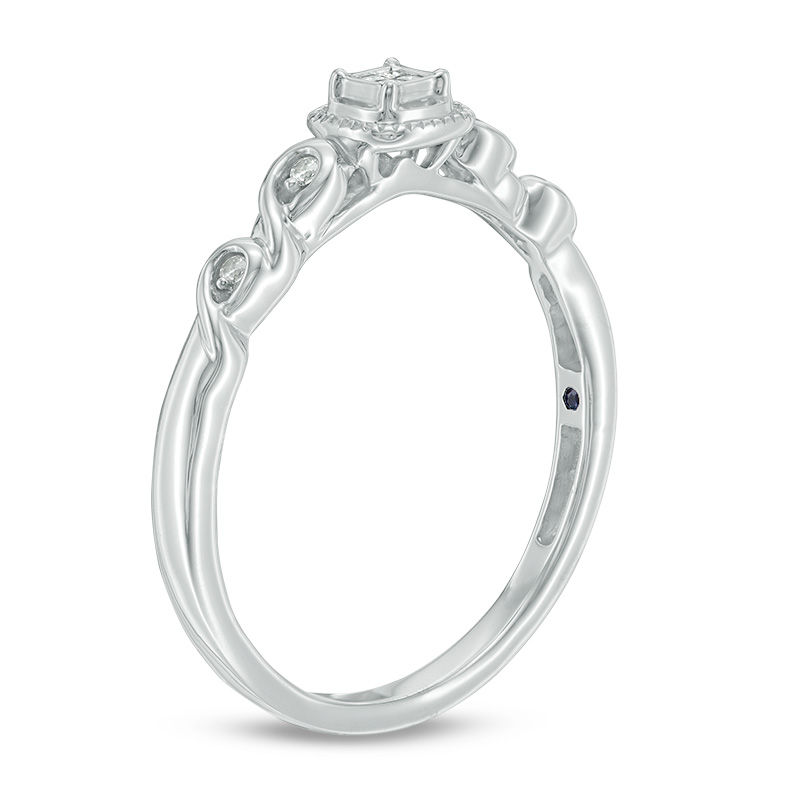 0.04 CT. T.W. Diamond Vintage-Style Promise Ring in Sterling Silver