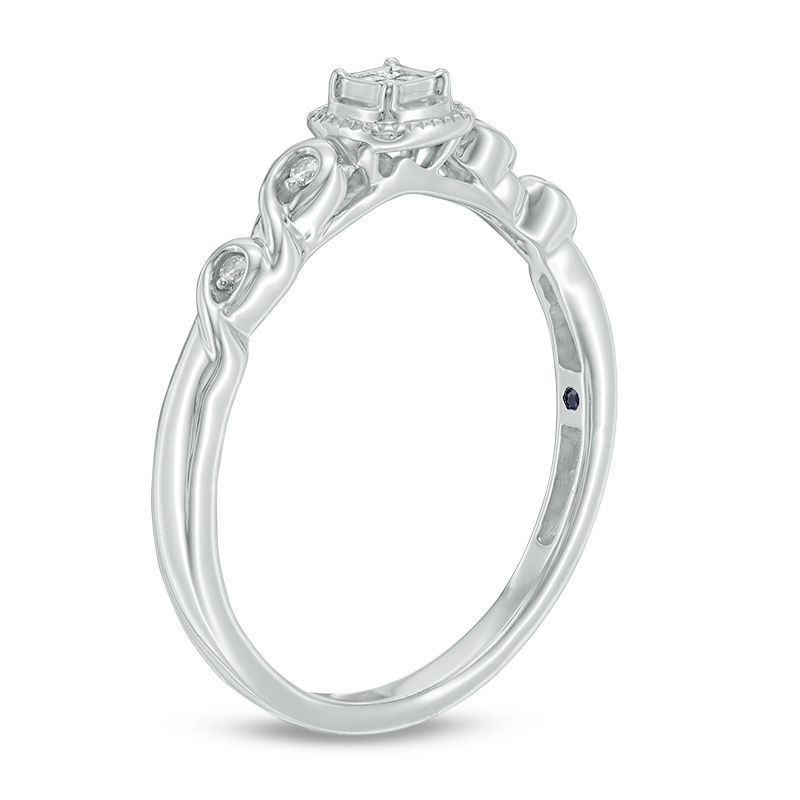 Main Image 2 of 0.04 CT. T.W. Diamond Vintage-Style Promise Ring in Sterling Silver