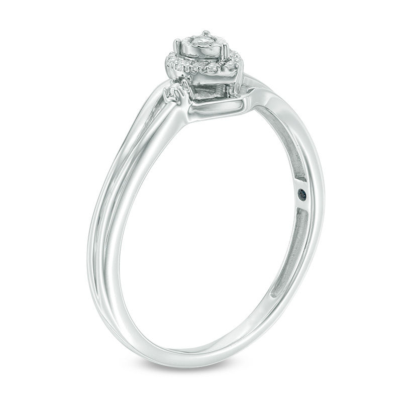 0.04 CT. T.W. Diamond Pear-Shaped Frame Promise Ring in Sterling Silver