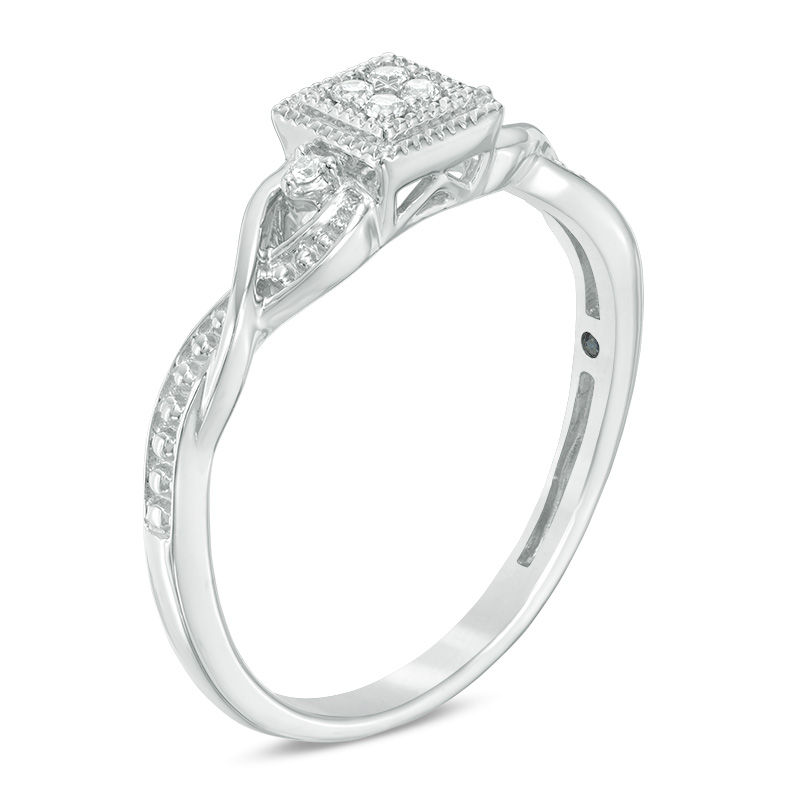 Main Image 2 of 0.04 CT. T.W. Diamond Vintage-Style Promise Ring in Sterling Silver