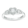 Thumbnail Image 0 of 0.10 CT. T.W. Diamond Heart Promise Ring in Sterling Silver