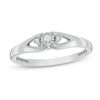 Thumbnail Image 1 of 0.04 CT. T.W. Diamond Open Leaf Vintage-Style Promise Ring in Sterling Silver