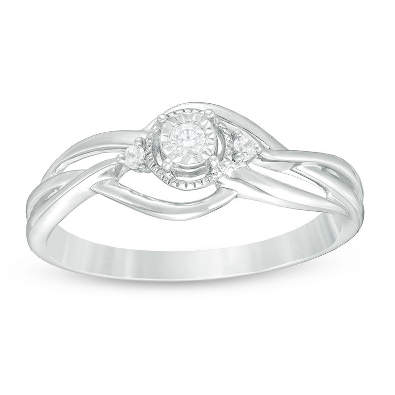 0.04 CT. T.W. Quad Princess-Cut Diamond Vintage-Style Promise Ring in Sterling Silver