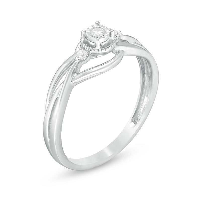 0.04 CT. T.W. Quad Princess-Cut Diamond Vintage-Style Promise Ring in Sterling Silver