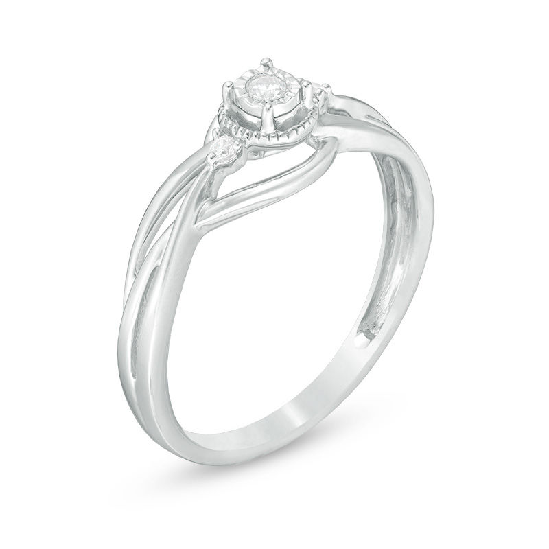 Main Image 2 of 0.04 CT. T.W. Quad Princess-Cut Diamond Vintage-Style Promise Ring in Sterling Silver